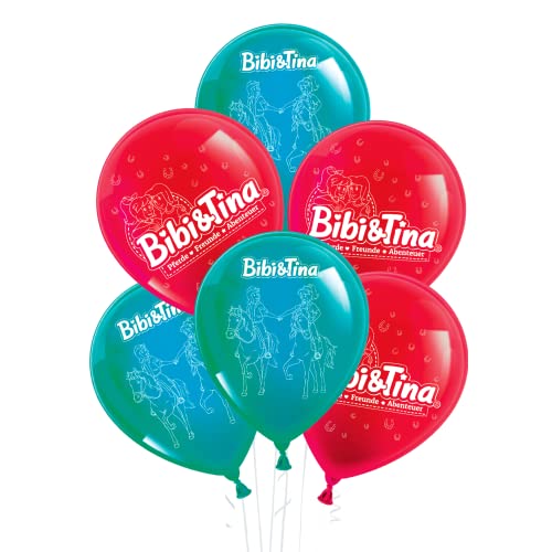 Party Factory `Bibi & Tina´ Set aus 10 türkisen und roten Latexballons, Ø25cm, verschiedene Druckmotive, für Luft oder Helium Party Factory `Bibi & Tina´ Set aus 10 türkisen und roten Latexballons, Ø25cm, verschiedene Druckmotive, für Luft oder Helium von Party Factory