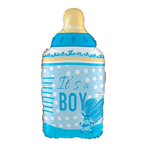 Party Factory Folienballon Babyflasche `It´s a boy´, 30x64cm, hellblau, Heliumballon, Luftballon zur Geburt, Hurra ein Junge von Party Factory