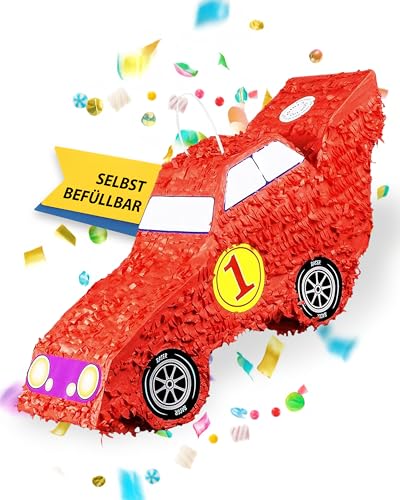 Boland – Pinata Rennwagen rot für Jungen & Mädchen zum Befüllen & aufhängen – Schlag-Piñata als Party Deko in 55x23 cm für Geburtstag & Mottopartys – Partyspiel Motiv-Pinjata für Kinder Boland – Pinata Rennwagen rot für Jungen & Mädchen zum Befüllen & aufhängen – Schlag-Piñata als Party Deko in 55x23 cm für Geburtstag & Mottopartys – Partyspiel Motiv-Pinjata für Kinder von Party Factory