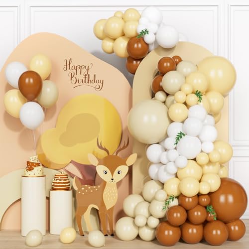 Ballon Girlande Beige Braun 106 Stück Sand Weiß Luftballons für Baby Shower, Babyparty Deko, Mädchen Frauen Boho Hochzeit Geburtstags deko von Party Forest