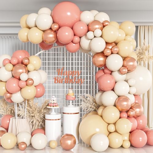 Blush Pink Luftballons Bogen Set, 116 Stück Aprikosen Sandweiße Luftballons Bogen Girlanden Set, Metallic Rosa Ballons Bogen Für Mädchen Frauen Geburtstagsfeier Hochzeit Abschlussfeier Verlobung Deko von Party Forest