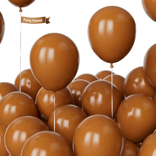 Braun Luftballons, 100 Stück 10 Zoll Verdicken Latexballons Party Dekorationen mit 2 Bändern für Luftballons Girlande Arche Geburtstag Hochzeit Babyparty Thema Safari Dschungel von Party Forest