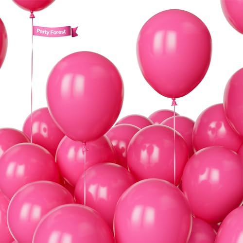 Heiße Rosa Luftballons, 100 Stück 10 Zoll Verdicken Latexballons Party Dekorationen mit 2 Bändern für Ballons Girlande Arche Geburtstag Mädchen Prinzessin Geburtstag Hochzeit Valentinstag Baby Shower von Party Forest