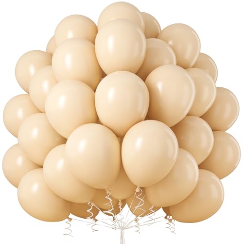 Luftballons Aprikose, 50 Stück 12 Zoll Vintage Apricot Aprikose Beige Nude Luftballons Ballons mit Ballonbands für Mädchen Deko Geburtstag Hochzeit Jubiläum Graduierung Taufen Babyparty Dekorationen von Party Forest