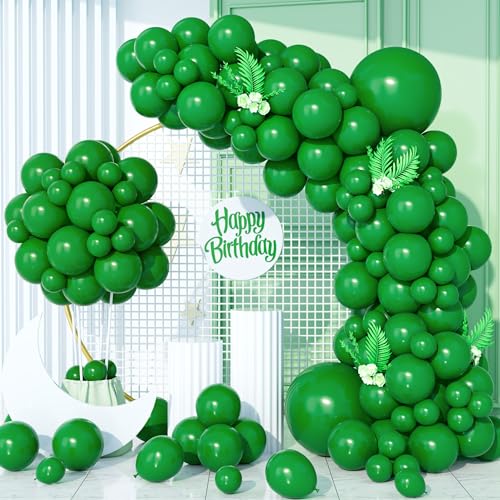 Luftballons Grün, 130Stück Grüne Dunkelgrün Ballons Girlande 18/12/10/5 Zoll Männer Junge Geburtstag Hochzeit Jahrestag Verlobung Valentinstag Bachelor Christmas Dschungel Brautparty Deko von Party Forest