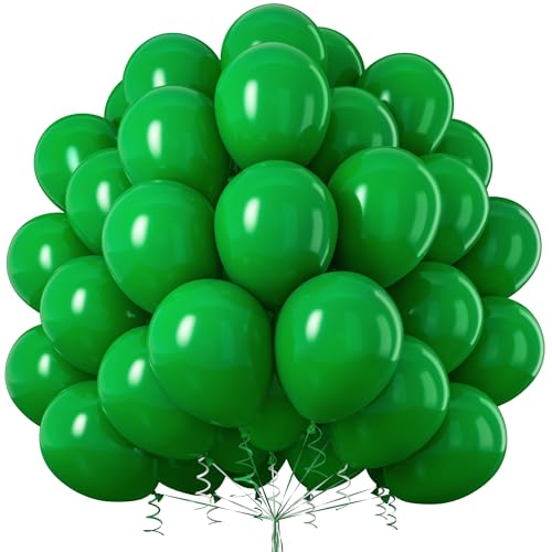 Luftballons Grüne, 50 Stück 12 Zoll Dunkelgrüne Luftballons Matt Dunkelgrüne Ballons mit Ballonband für Mädchen Jungen Geburtstag Brautdusche Babyparty Safari Jubiläum Dschungelparty Dekorationen von Party Forest