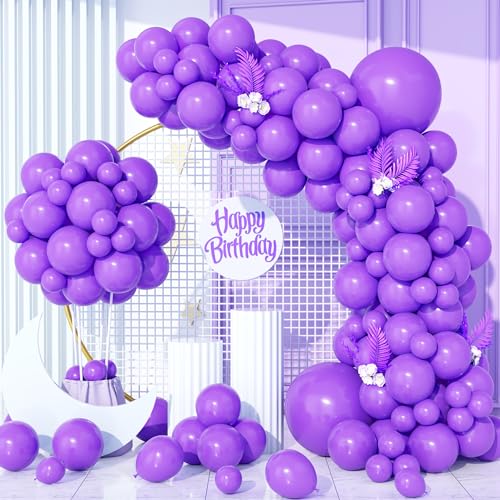 Luftballons Lila, 130Stück Matt Violett Ballons Girlande 18/12/10/5 Zoll Männer Frauen Geburtstag Hochzeit Jahrestag Verlobung Valentinstag Bachelor Jubiläum Braut Party Halloween Dekora von Party Forest