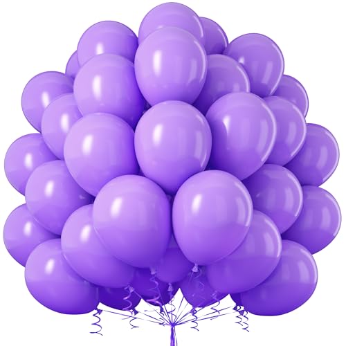 Luftballons Lila, 50 Stück 12 Zoll Matt Dunkel Violett Luftballons Lavendel Ballons mit Ballonbands für Mädchen Frauen Deko Geburtstag Hochzeit Brautdusche Babyparty Taufen Meerjungfrau Dekorationen von Party Forest