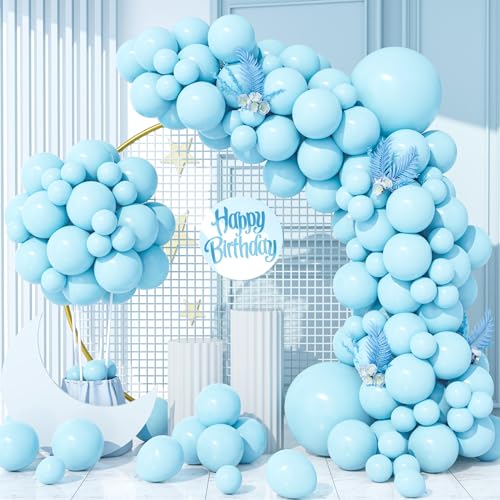 Luftballons Pastell Blau, 130Stück Macaron Baby Blau Ballons Girlande 18/12/10/5 Zoll Junge Kinder Geburtstag Hochzeit Jahrestag Valentinstag Bachelor Gender Reveal Baby Shower Dekora von Party Forest