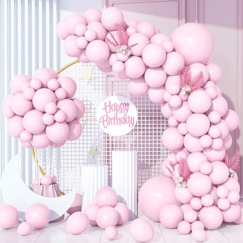 Luftballons Pastell Rosa, 130Stück Macaron Baby Rosa Ballons Girlande 18/12/10/5 Zoll Mädche Kinder Geburtstag Hochzeit Jahrestag Valentinstag Bachelor Gender Reveal Baby Shower Dekora von Party Forest