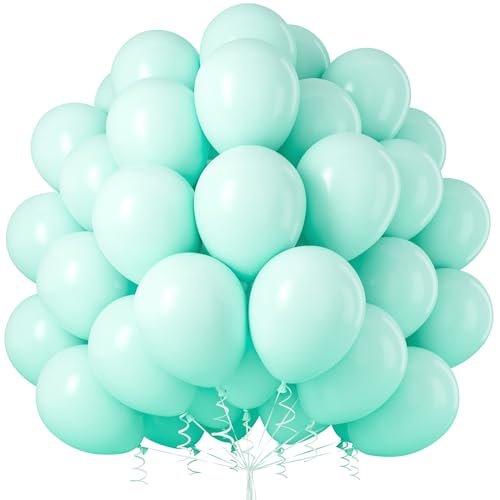 Luftballons Türkis, 50 Stück 12 Zoll Turquoise Teal Pastell Luftballons Blaugrün Macarons Ballons mit Ballonband für Jungen Geburtstag Hochzeit Babyparty Graduierung Taufen Verlobung Party Deko von Party Forest