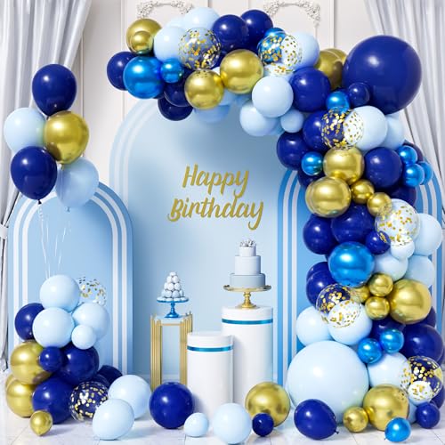 Marineblaues Luftballon Bogen Set, 116 Stück Macaron Blau Marineblau Gold Ballon Mit Konfetti Ballon Für Jungen Männer Geburtstag Hochzeit Babyparty Raum Nautische Themen Dekorationen von Party Forest