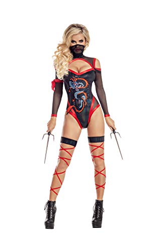 Party King Damen Erwachsene hockender Drache Ninja Kostüm, Schwarz, XL von Party King