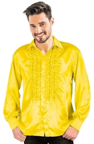 Party Pro 8653184, Chemise Disco Satin Jaune, Adulte M/L von Party Pro