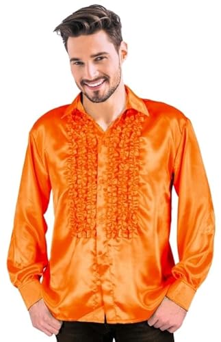 Party Pro 8653186, Chemise Disco Satin Orange, Adulte M/L von Party Pro