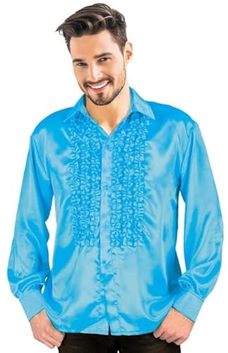 Party Pro 8653190XL, Chemise Disco Satin Turquoise, Adulte XL von Party Pro