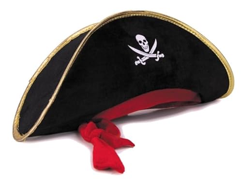 Party Pro 91202, Chapeau de Pirate bicorne Noir/or/Rouge, Adulte von Party Pro