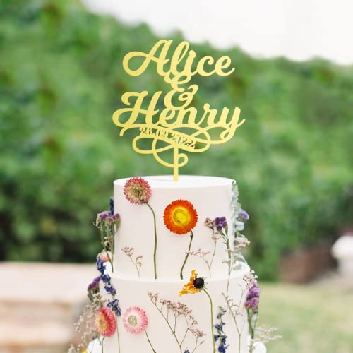 Party to Be Personalisiert Hochzeitstorte Topper Custom Datum und Name Hochzeitstag Kuchen Dekoration Design 03 von Party to Be