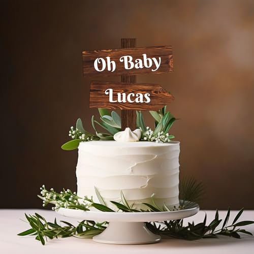 Party to Be Oh Baby Kuchen Topper Holz Personalisiert Cake Topper für Baby Shower Baby Geburt Babyparty Gender Reveal Partydeko mit Namen von Party to Be