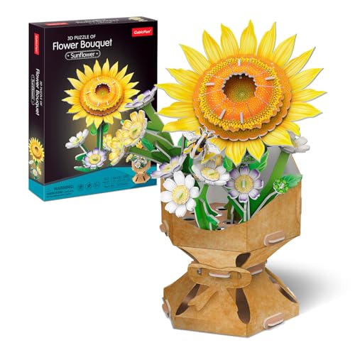 3D Puzzle Blumen DIY Sonnenblume | Blumenstrauß | Blumen Basteln | 120 Stück | 3D Puzzle Erwachsene Und Kinder Ohne Schere Oder Kleber | Valentinstag, Geburtstag Oder Weihnachten Geschenk von Party town