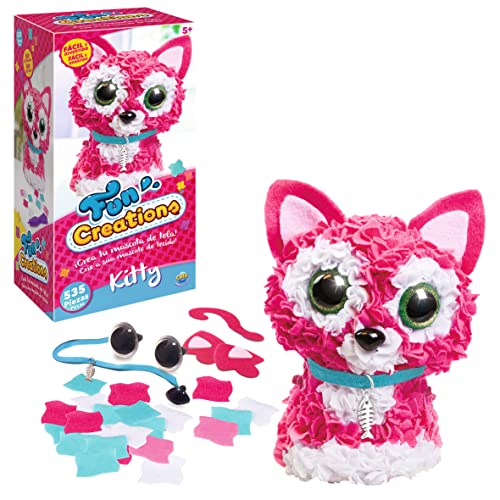 Party town Fun Creation - Kitty, Dekorieren Sie Ihre Plüschkatze, Plüschtier Katze, Handwerk Mädchen 5 Jahre oder mehr, Katze Plüsch, Spielzeug für Mädchen, Geschenk für Mädchen 5 Jahre von Party town