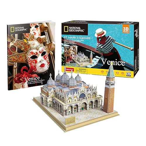 National Geographic - 3D Puzzle St. Mark's Square | 3D Puzzle Kinder Ab 8 | 3D Puzzle Kinder Und 3D Puzzle Erwachsene | Geschenk Für Kinder | Modellbausatz Erwachsene | 107 Teilen von Party town