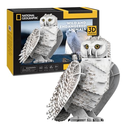 National Geographic - Schneeeule | 3D Puzzle | Spielzeug Ab 8 Jahre Jungen | 3D Puzzle Kinder | 3D Puzzle | Geschenk Junge 8 Jahre | Jungs Geschenke 8 Jahre | 62 Teilen von Party town