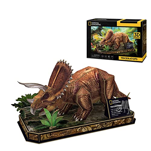 Party town 8.4366E+12 Dinosaur National Geographic-3D Triceratops, 3D Kinder 8 Jahre, Puzzle, Spielzeug, Dinosaurier Spiele von Party town