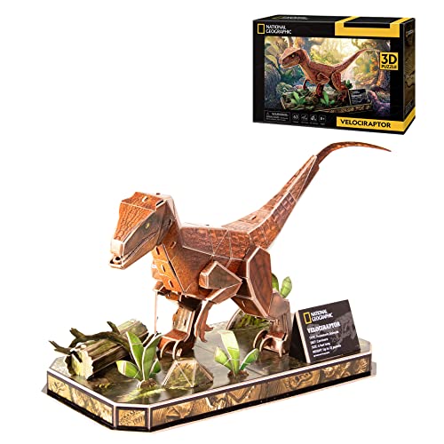 National Geographic Velociraptor 3D-Puzzle, Modelle zum Zusammenbauen von 3D-Puzzles, 3D-Puzzle für Kinder, Dinosaurier, Spielzeug für Kinder von 8 Jahren, 63 Teile von Party town