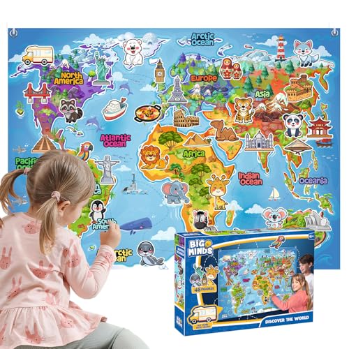 Party town Big Minds – Montessori Spielzeug Weltkarte für Kinder aus Filz | Lernspiel mit 48 Teilen & Wandbefestigung | Spielzeug ab 4 Jahre Junge & Mädchen Geschenke | Interaktive Weltkarte Kinder Party town Big Minds – Montessori Spielzeug Weltkarte für Kinder aus Filz | Lernspiel mit 48 Teilen & Wandbefestigung | Spielzeug ab 4 Jahre Junge & Mädchen Geschenke | Interaktive Weltkarte Kinder von Party town