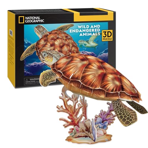 National Geographic - Meeresschildkröte | 3D Puzzle | Spielzeug Ab 8 Jahre Jungen | 3D Puzzle Kinder | 3D Puzzle | Geschenk Junge 8 Jahre | Jungs Geschenke 8 Jahre | 31 Teilen von Party town