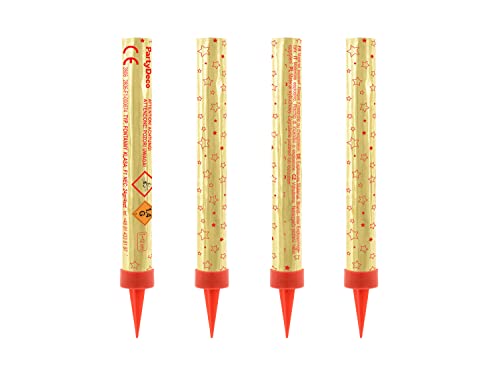 Eisfontäne 12 cm x 4 Stück Tortenfontäne Tortenfeuerwerk riesen Wunderkerzen Tischfeuerwerk gold rot von PartyDeco