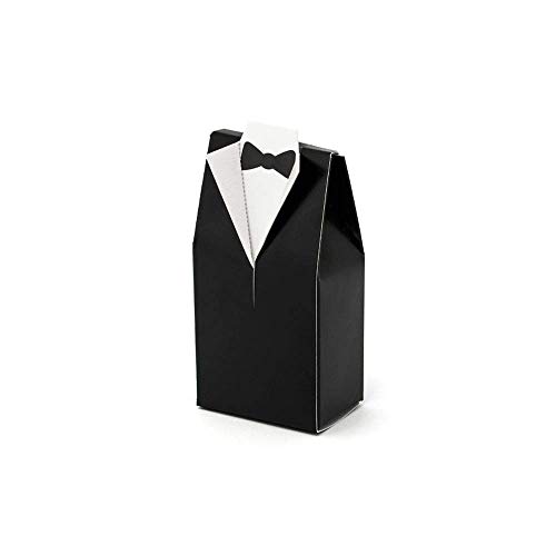 PartyDeco Braut und Bräutigam Geschenk Box in schwarz und weiß Anzug Box für Hochzeitsgäste Geschenkverpackung Hochzeit Dekoration von PartyDeco