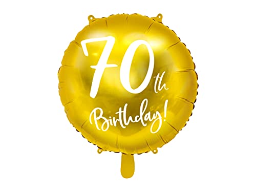 Folienballon rund gold Nr. 70 Birthday 45cm von PartyDeco