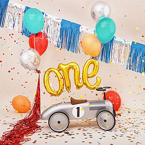 PartyDeco Folienballon One 66x37cm Gold metallisiert Luftballon Geburtstag Party Einjährig EIN Jahr alt Geburtstagsfest Folienballon Gas Helium Party Dekoration von PartyDeco