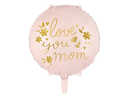 Folienballon Love you mom 35cm rund Helium Luftballon Partyballon Muttertag Liebe Deko Partydeko/PartyDeco Rosa Folie Ballon mit Nachricht"Liebe dich Mama" Muttertag Geschenk Ballon Girlande von PartyDeco