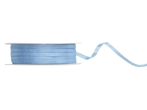 PartyDeco Satin Geschenkband Babyblau hellblau 50m 3mm breit von PartyDeco