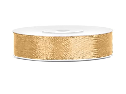 PartyDeco Satin Geschenkband Honig Gold 25m 12mm breit von PartyDeco