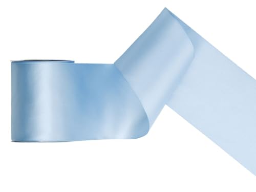 PartyDeco Satin Geschenkband himmelblau hellblau 25m 100mm breit von PartyDeco