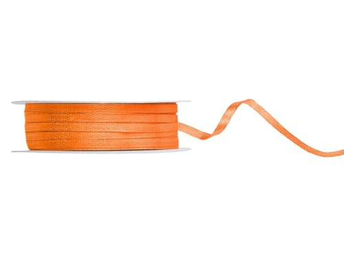 PartyDeco Satin Geschenkband orange 50m 3mm breit von PartyDeco