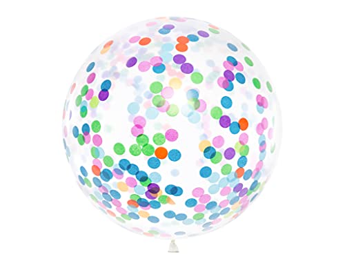 Riesenballon mit Konfetti 1m groß Luftballon Riesen Ballon Latexballon riesig klar transparent bunt von PartyDeco