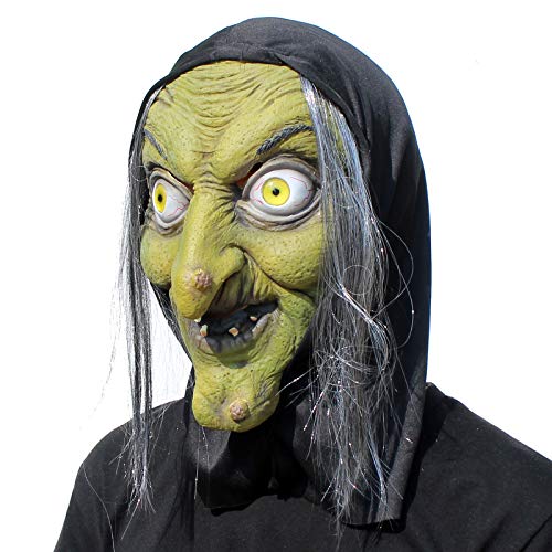 PartyHop - Alte Hexe Maske – Halloween gruselig Horror Cosplay Kostüm von PartyHop