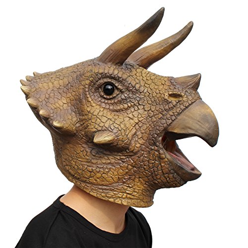 Partykostüm Deluxe Innovatives Allerheiligen-Kostüm für Herren, Kopfmaske, Drachen Triceratops von PartyHop