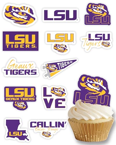 LSU Tigers Cupcake-Topper (24 Stück) Lousiana State University Partyzubehör für Fußball, Geburtstagsgeschenk, Abschlussfeier Dekorationen von PartyKandy