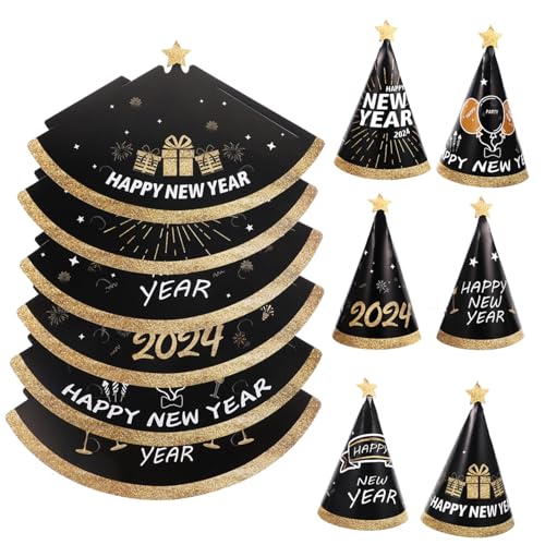 PartyKindom 12 Stück Teiliges Neujahrs Papierkegelhüte Schwarz Gold mit Neujahrswünschen für Erwachsene Einheitsgröße Vielseitige Partydekoration für Silvester und Geburtstagsfeiern PartyKindom 12 Stück Teiliges Neujahrs Papierkegelhüte Schwarz Gold mit Neujahrswünschen für Erwachsene Einheitsgröße Vielseitige Partydekoration für Silvester und Geburtstagsfeiern von PartyKindom