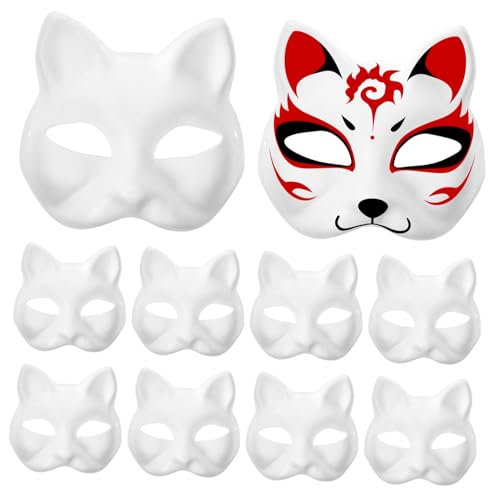 PartyKindom 15er Pack Therian Katzenmasken - Unbemalte DIY-Masken Bemalbare Weiße Papiermasken Zum Anmalen Für Kinder Und Erwachsene Ideal Für Karneval Halloween Cosplay von PartyKindom