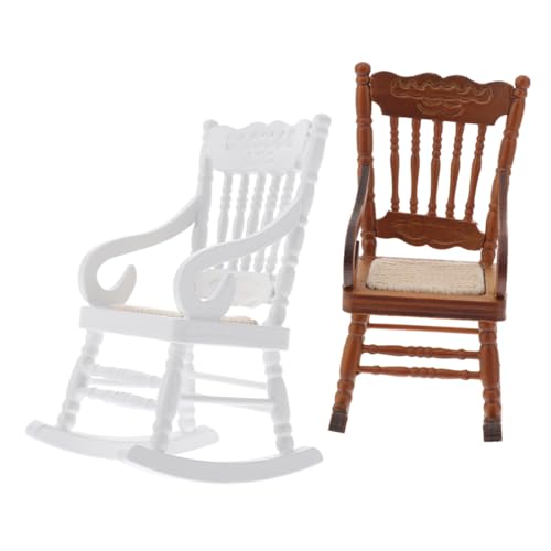 PartyKindom 2 Stück Maßstab Holz mit Kissen Vintage Design Puppenhaus Möbel Braun Weiß für Sammler Weihnachtsdeko PartyKindom 2 Stück Maßstab Holz mit Kissen Vintage Design Puppenhaus Möbel Braun Weiß für Sammler Weihnachtsdeko von PartyKindom