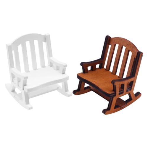 PartyKindom 2 Stück Puppenhaus Möbel Teilig Vintage Holz Schaukelstühle Miniatur Puppenmöbel Dekorative Mini Stühle für Puppenhaus und Micro Landschaft PartyKindom 2 Stück Puppenhaus Möbel Teilig Vintage Holz Schaukelstühle Miniatur Puppenmöbel Dekorative Mini Stühle für Puppenhaus und Micro Landschaft von PartyKindom