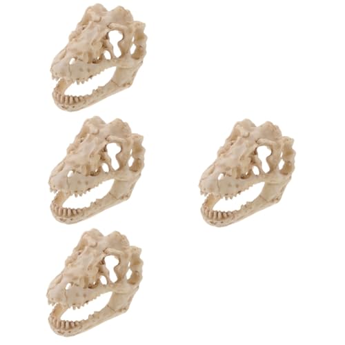 PartyKindom 4 Stück Harz Reptil Dinosaurier Schädel Modell Figur Halloween Mini Skelett Masken Zum Bemalen Form Halloween Skelett Halloween Schädel Skelett Stütze Köpfe Dominion Kran Kostüm von PartyKindom