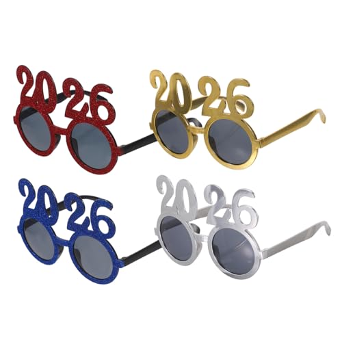 PartyKindom 4 Stück Neujahrsbrillen Bunt Glänzend für Silvesterparty Foto Requisiten Robuste Pc Gläser in Gold Silber Blau Rot Partyzubehör für Festliche Feierlichkeiten PartyKindom 4 Stück Neujahrsbrillen Bunt Glänzend für Silvesterparty Foto Requisiten Robuste Pc Gläser in Gold Silber Blau Rot Partyzubehör für Festliche Feierlichkeiten von PartyKindom